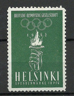 Reklamemarke Helsinki Olympia 1952 Deutsche Olympische Gesellschaft Vignette Advertising MNH - Summer 1952: Helsinki