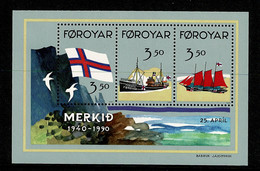 Ref 1423 -  1990 Faroes Faroe Islands - MNH Miniature Sheet - SG MS195 - Maritime