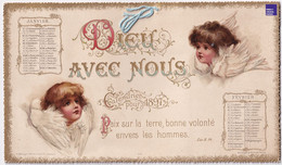 Magnifique Calendrier 1897 - Dieu Religion Jésus Christ Salomon Ange Coquelicot - Killinger - Victorian Era Angel God C2 - Big : ...-1900