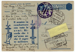 POSTA MILITARE - CARTOLINA POSTALE PER LE FORZE ARMATE - TIMBRO CENSURA 14 R - COMPAGNIA MISTA GENIO - 1943 - Vedi Retro - War 1939-45