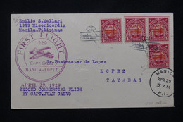 PHILIPPINES - Enveloppe 1er Vol Manille / Lopez En 1929, Affranchissement P.A.16 X4 - L 76514 - Philippinen