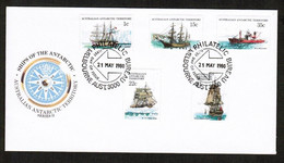 AUSTRALIAN ANTARCTIC TERRITORY   1980 SHIP SERIES On FIRST DAY COVER (21/MAY/1980) (OS-617) - FDC