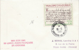 ANDORRE LETTRE POUR LA FRANCE 1981 - Cartas & Documentos