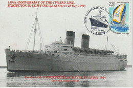 France 1990 Le Havre 150ème Anniversaire De La Cunard Line - Matasellos Conmemorativos