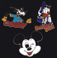 68157-Lot De 3 Pin's.Mickey.Goofy.Donald.signé Disney. - Disney