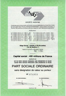 Part Sociale Ordinaire Au Porteur - ABAY S.A. -  S.A. Immeubles & Constructions - EVERE 1981. - Banque & Assurance