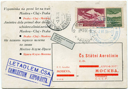 TCHECOSLOVAQUIE CARTE POSTALE PAR AVION DEPART PRAHA 2 IX 36 POUR LA RUSSIE - Poste Aérienne