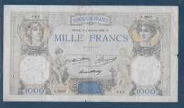 France 1000 Francs Cérès Et Mercure - Fayette N°37-9 - B/TB - 1 000 F 1927-1940 ''Cérès Et Mercure''