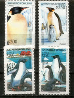 Pingouins Empereurs Et Adélie. 4 Timbres Neufs ** Antarctique Chilien - Antarctic Wildlife