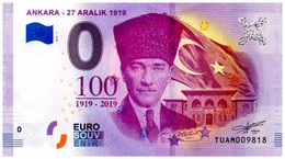 Billet Touristique - Turquie - 0 Euro - Ankara - 27 Aralik 1919 - (2019-1) - Essais Privés / Non-officiels