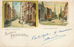 Souvenir Of Philadelphia 1901 Pionner Card Litho Grimm Hamburg Chesnut St . Arch St. West Of 13 Th . Donkey Cart - Philadelphia