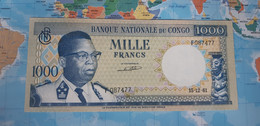 CONGO DEMOCRATIC REPUBLIC KINSHASHA 1000 FRANCS 1961 P 8a AUNC - Repubblica Democratica Del Congo & Zaire