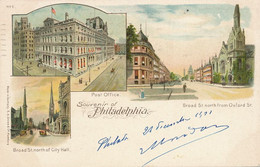 Souvenir Of Philadelphia 1901 Pionner Card Litho Grimm Hamburg Post Office , Broad St. - Philadelphia