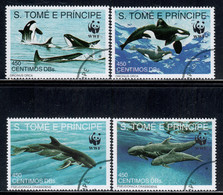 Sao Tome And Principe 1992 Mi# 1302-1305 Used - Whales / WWF - Gebruikt