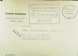 Fern-Brf Mit ZKD-Kastenstpl "Deutsche Reichsbahn Bahnbetriebswagenwerk 95 Zwickau 2" 1.3.65 AnVEB Armaturenwerk Potsdam - Brieven En Documenten