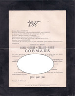 DOODSBERICHT GENT ** REVEREND ABBE HENRI COEMANS 1854° - 1903+ ** FAMILIE COEMANS - BRABANDT - - Décès