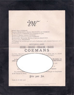DOODSBERICHT GENT ** REVEREND ABBE HENRI COEMANS 1854° - 1903+ ** FAMILIE COEMANS - BRABANDT - - Obituary Notices