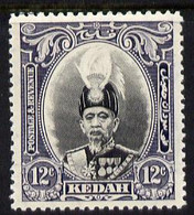 Malaya - Kedah 1937 Sultan 12c Black & Violet Fine Mounted Mint SG 61 - Kedah