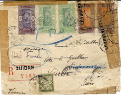 1923-enveloppe RECC. De OUIDAH  Affr. 85 C  TAXEE 20 En France  + " Parvenu à Nice Encavais état...." - Lettres & Documents