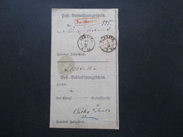 Altdeutschland Sachsen 1.9.1864 Beleg / Post Behändigungsschein Portofreie Justizsache Stempel K2 Sebnitz / Recomandirt - Saxony