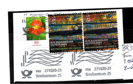 BRD264 / Fragment     Mit 3 Marken (Blume + Buchenwald) 2020 O - Gebraucht