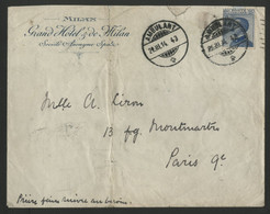 ITALIE 1914 Oblitération Suisse Sur Enveloppe Pour Paris. Voir Description - Marcophilia