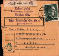 ! 1942 Zwickau Nach Zeitz, Paketkarte, Deutsches Reich, 3. Reich - Briefe U. Dokumente