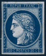 ** N°8F 20c Bleu, Réimp - TB - 1849-1850 Ceres