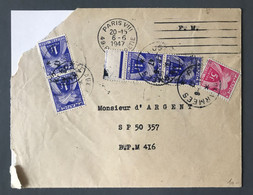 France - Enveloppe En F.M, Pour Le BPM 416 (6.6.1947) - Taxée, Taxe N°70 (x4) Et N°75 - (C1925) - Military Postmarks From 1900 (out Of Wars Periods)
