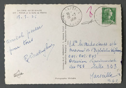 France N°1010 Sur Carte Postale - TAD OLMI-CAPELLA, Corse 18.7.1956 - (C1990) - 1921-1960: Modern Tijdperk