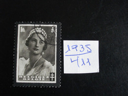 Belgique 1935 - Mort De La Reine Astrid 10+5c - Y.T. 411 - Oblitérés - Used - 1934-1935 Leopold III