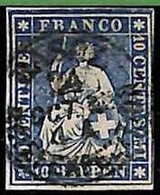 94991aD - SWITZERLAND - STAMP - Zumstein # 23 Green Thread  / Medium Paper USED - Gebraucht