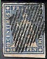 94991bA - SWITZERLAND - STAMP - Zumstein # 23 Green Thread  / Medium Paper USED - LUXUS - Gebraucht