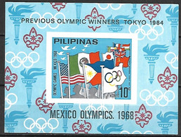 Philippines, 1968, Olympic Summer Games Tokyo, Flags, MNH Imperforated, Michel Block IV - Philippines