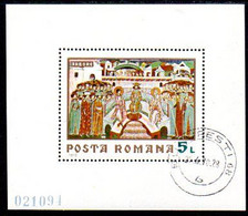 ROMANIA 1970 Monastery Frescoes Block Used.  Michel Block 76 - Usati