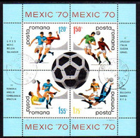 ROMANIA 1970 Football World Cup Block Used.  Michel Block 75 - Usati