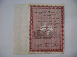 BRAZIL / BRASIL - APOLICE "ELETROBRAS" VALUE NCr $20,00 FROM 1969 WITH 15 COUPONS IN THE STATE - Electricidad & Gas