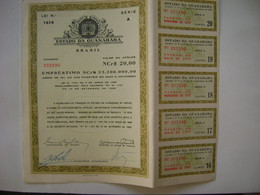 BRAZIL / BRASIL - APOLICE "ESTADO DA GUANABARA" VALUE NCr $20,00 FROM 1968 WITH 06 COUPONS IN THE STATE - Electricity & Gas