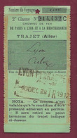 101120 - TICKET CHEMIN DE FER -  1 Voyageur 2e Classe N°214432C Paris à Lyon à La Méditerranée Culoz 1912 Coupon Aller - Europe