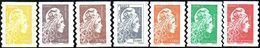 France Autoadhésif N° 1594 à 1600 ** Marianne L'Engagée - Les 7 Valeurs Dentelées Ondulées - Adhesive Stamps