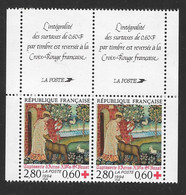 France: 1994 Red Cross Tapestry Booklet Block - 2v + 2 Labels Se Tenant MNH - Otros & Sin Clasificación