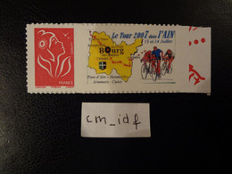 FRANCE 2006 TVP MARIANNE LUQUET 14 JUILLET ROUGE ADHÉSIF GRANDE VIGNETTE PERSONNALISÉE " LE TOUR 2007 DANS L'AIN  " - Unused Stamps