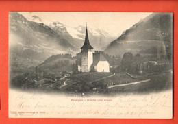 ZBU-12  Frutigen  Kirche Und Alpen Photoglob 799  Gelaufen 1902. Pionier - Frutigen