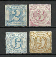 THURN UND TAXIS 1865-1867 Michel 43 & 49 - 50 & 54 (*) Mint No Gum/ohne Gummi - Neufs