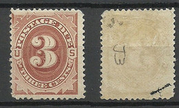 USA 1879 Postage Due Portomarke Michel 3 * - Segnatasse