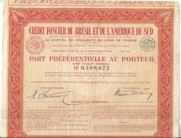 Action :part Préférentielle + Obligation De 350 Frs, Crédit Foncier Du Brésil ..1939, LOT DE 2 TITRES,  Frais Fr 2.75 € - Other & Unclassified