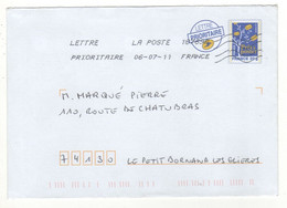Enveloppe Prêt à Poster FRANCE 20g Oblitération LA POSTE 18769A 06/07/2011 - PAP: Aufdrucke/Blaues Logo