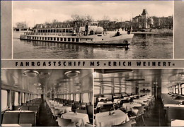 ! DDR Ansichtskarte Weiße Flotte Magdeburg, Fahrgastschiff MS Erich Weinert, 1965 - Steamers