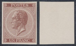Essai - épreuve Des Planches (émission 1865, Londres) Sur Papier Blanc Lisse : 1F Brun - Probe- Und Nachdrucke
