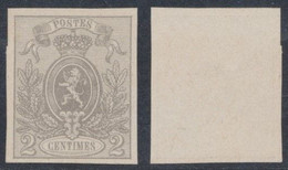 Essai - Planche Définitive De 50 Timbres Sur Papier Blanc (petit Lion) Type 2ctm Gris / STES1338. Indice 2 - Proeven & Herdruk